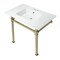 Kingston Brass KVPB37224Q7 37-Inch Console Sink with Stainless Steel Legs (4-Inch, 3 Hole), White/Brushed Brass KVPB37224Q7 - alternate 1